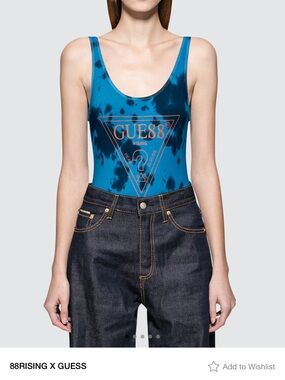 RARE Guess x 88rising GUE88 Tie Dye Bodysuit - Blue - Made in USA